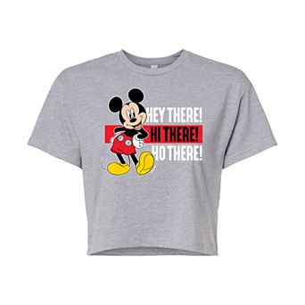 Disney's Mickey Mouse & Friends Juniors' Mickey Hey There Cropped Graphic Tee