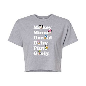 Disney's Mickey Mouse & Friends Juniors' Characters Name List Cropped Graphic Tee