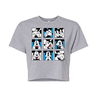 Disney's Mickey Mouse & Friends Juniors' Mickey Grid Cropped Graphic Tee