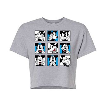 Disney's Mickey Mouse & Friends Juniors' Mickey Grid Cropped Graphic Tee