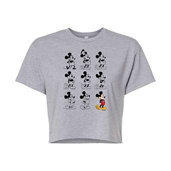 Disney's Mickey Mouse Evolution Juniors' Cropped Graphic Tee