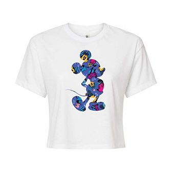 Disney's Mickey Mouse Silhouette Juniors' Cropped Graphic Tee