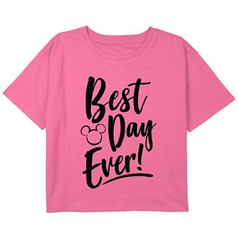 Disney's Micky Mouse Girls 7-16 Best Day Every Mickey Head Silhouette Cropped Graphic Tee