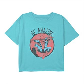 Girls 7-16 Marvel Spiderman Be Amazing Round Logo Tee