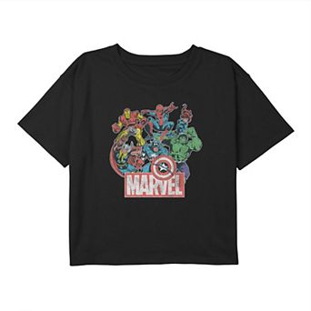 Girls 7-16 Marvel Avengers Team Retro Comic Vintage Tee