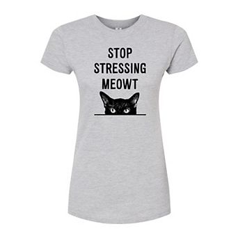 Juniors' Stop Stressing Meowt Fitted Tee