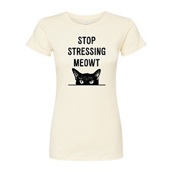 Juniors' Stop Stressing Meowt Fitted Tee