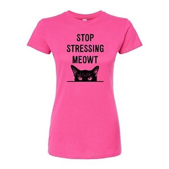 Juniors' Stop Stressing Meowt Fitted Tee