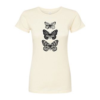 Juniors' Stacked Butterflies Fitted Tee