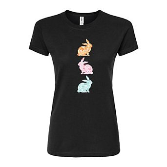 Juniors' Stacked Rabbits Fitted Tee