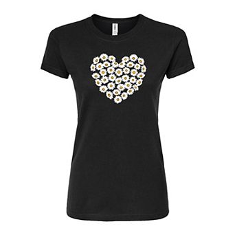 Juniors' Daisy Heart Fitted Tee