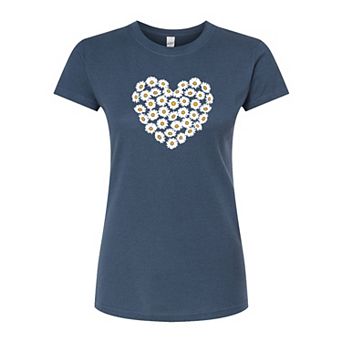 Juniors' Daisy Heart Fitted Tee