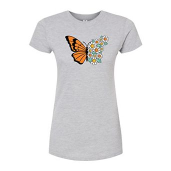 Juniors' Butterfly & Daisy Fitted Tee