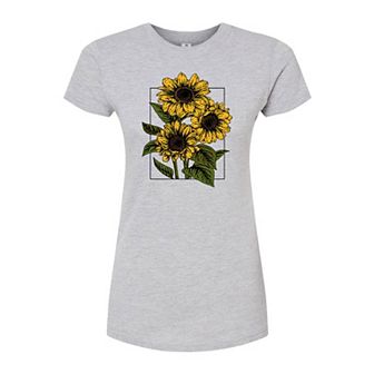 Juniors' Vintage Sunflowers Fitted Tee