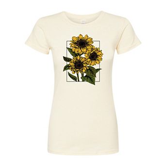 Juniors' Vintage Sunflowers Fitted Tee