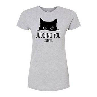 Juniors' Judging You Cat Fitted Tee