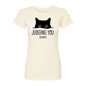 Juniors' Judging You Cat Fitted Tee