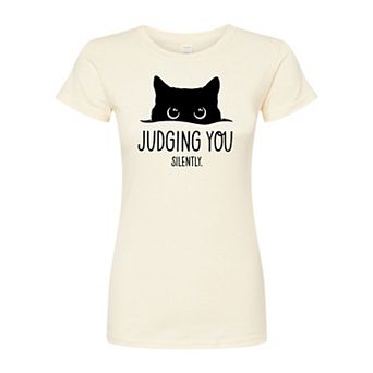 Juniors' Judging You Cat Fitted Tee