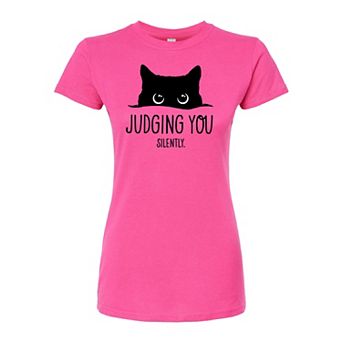 Juniors' Judging You Cat Fitted Tee