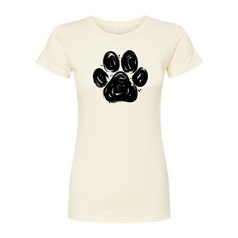 Juniors' Paw Print Fitted Tee