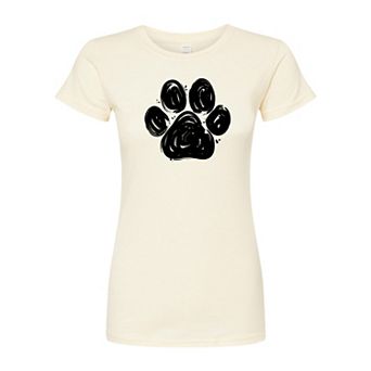 Juniors' Paw Print Fitted Tee