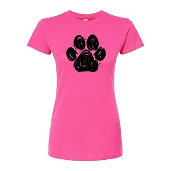 Juniors' Paw Print Fitted Tee