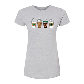 Juniors' Coffee Cups Fitted Tee