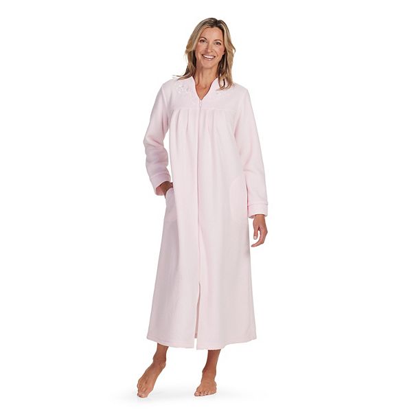 Women's Miss Elaine Essentials Brushed Back Terry Long Zip Robe