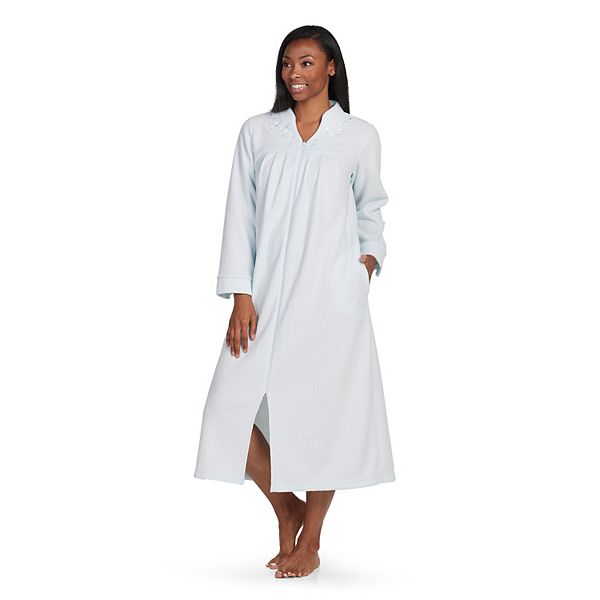 Women's Miss Elaine Essentials Brushed Back Terry Long Zip Robe