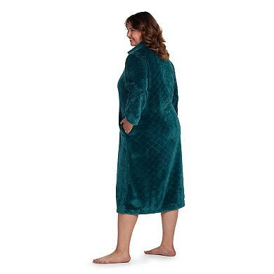 Plus Size Miss Elaine Essentials Fleece Long Zip Robe
