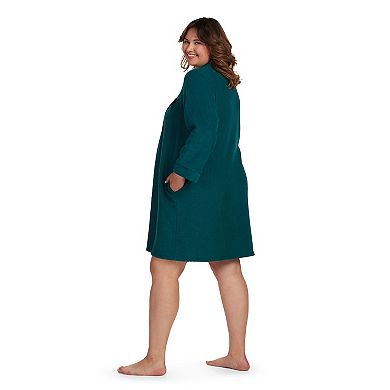 Plus Size Miss Elaine Essentials Brushed Back Terry Short Snap Robe