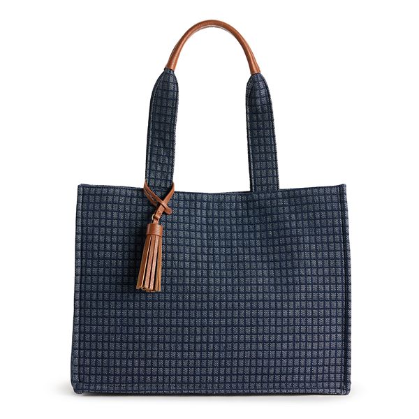 Sonoma Goods For Life® Danson Woven Tote Bag - Gridded Dark Denim