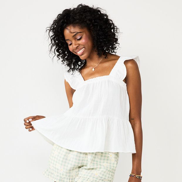 Skyla Ruffle Tank Top • Shop American Threads Women's, 52% OFF