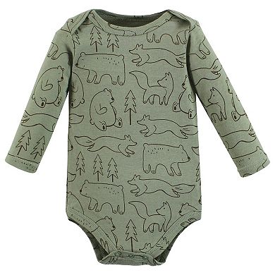 Hudson Baby Infant Boys Cotton Long-Sleeve Bodysuits, Camping Animals