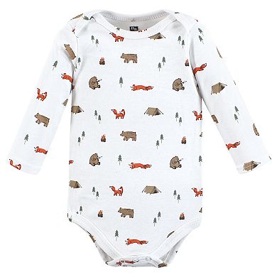 Hudson Baby Infant Boys Cotton Long-Sleeve Bodysuits, Camping Animals