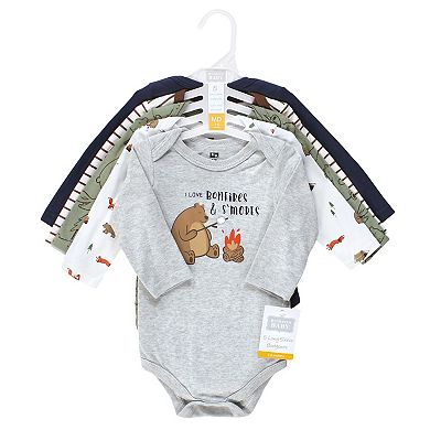 Hudson Baby Infant Boys Cotton Long-Sleeve Bodysuits, Camping Animals