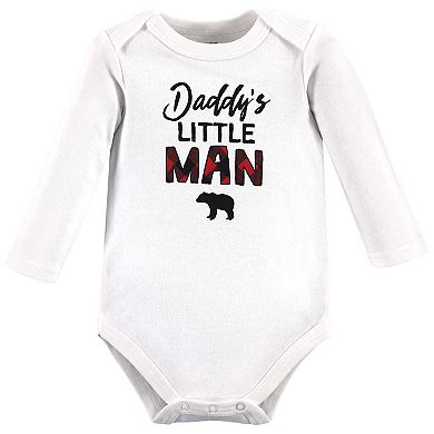 Hudson Baby Infant Boy Cotton Long-Sleeve Bodysuits, Buffalo Plaid Family, 3-6 Months