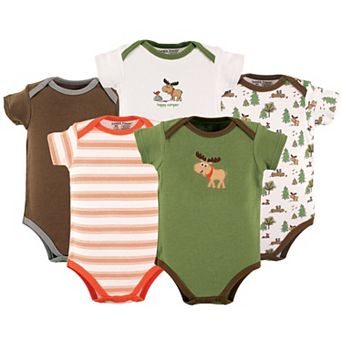 Luvable Friends Baby Boy Cotton Bodysuits 5 pk Moose, 6-9 Months