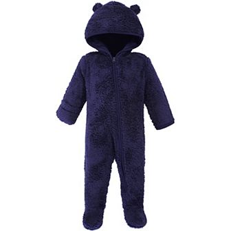 Hudson Baby Infant Boy Fleece Sleep and Play, Navy Bear, 12-18 Months