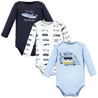 Hudson Baby Infant Boys Cotton Long-Sleeve Bodysuits, Vehicles