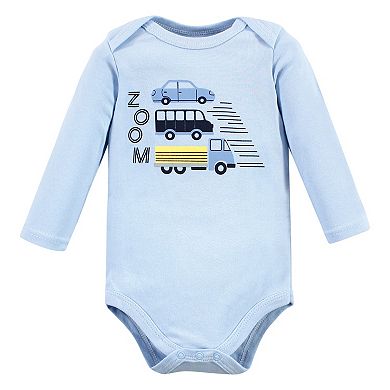Hudson Baby Infant Boys Cotton Long-Sleeve Bodysuits, Vehicles