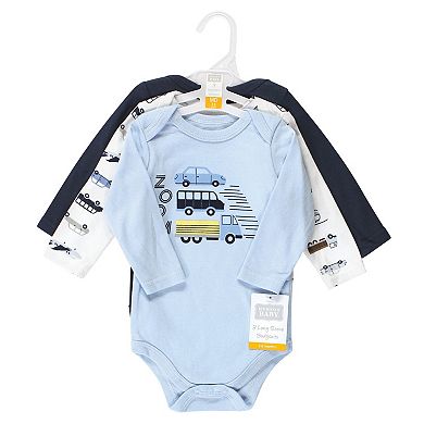Hudson Baby Infant Boys Cotton Long-Sleeve Bodysuits, Vehicles