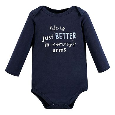 Hudson Baby Infant Boy Cotton Long-Sleeve Bodysuits, Hugasaurus 3-Pack, 3-6 Months