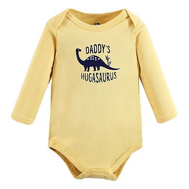 Hudson Baby Infant Boy Cotton Long-Sleeve Bodysuits, Hugasaurus 3-Pack, 3-6 Months