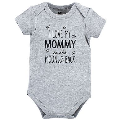 Hudson Baby Infant Boy Cotton Bodysuits, Mom Dad Moon Back