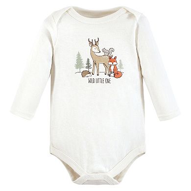 Hudson Baby Infant Boy Cotton Long-Sleeve Bodysuits, Forest Animals 3-Pack