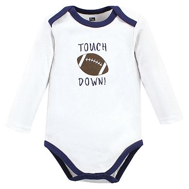 Hudson Baby Infant Boy Cotton Long-Sleeve Bodysuits, Football Buddy 3-Pack