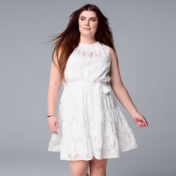 Plus Size Simply Vera Vera Wang Y-Neck Short Dress, Women's, Size