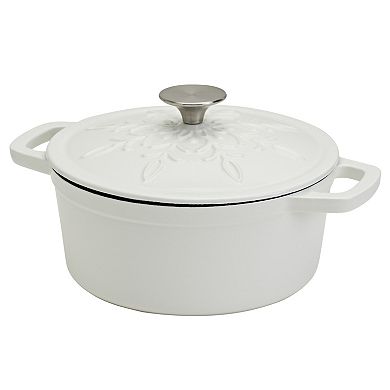 Smith & Clark 3-qt. Enamel Cast-Iron Dutch Oven with Embossed Snowflake Lid