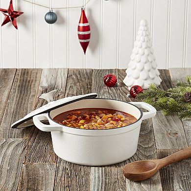 Smith & Clark 3-qt. Enamel Cast-Iron Dutch Oven with Embossed Snowflake Lid